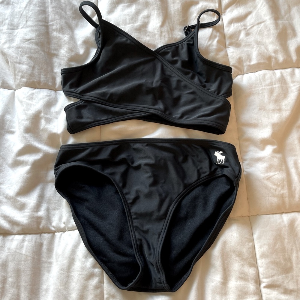 Girls Abercrombie Cut Out Navy Blue Bikini